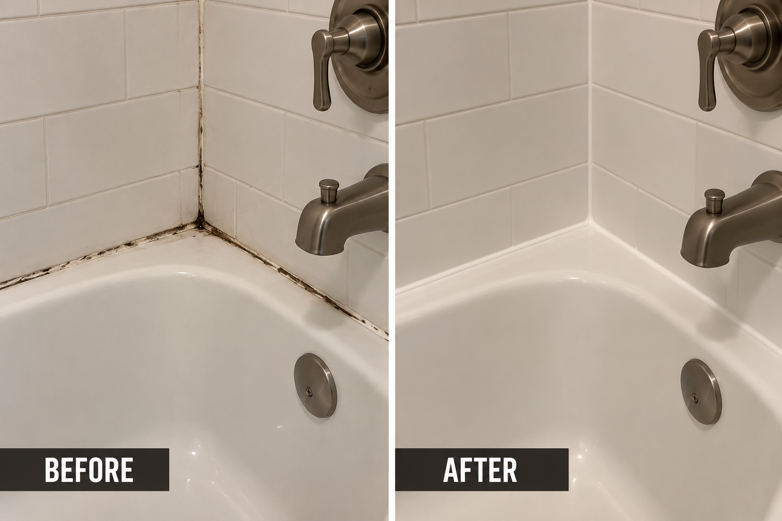 Before and after: Bathtub & Shower Caulking