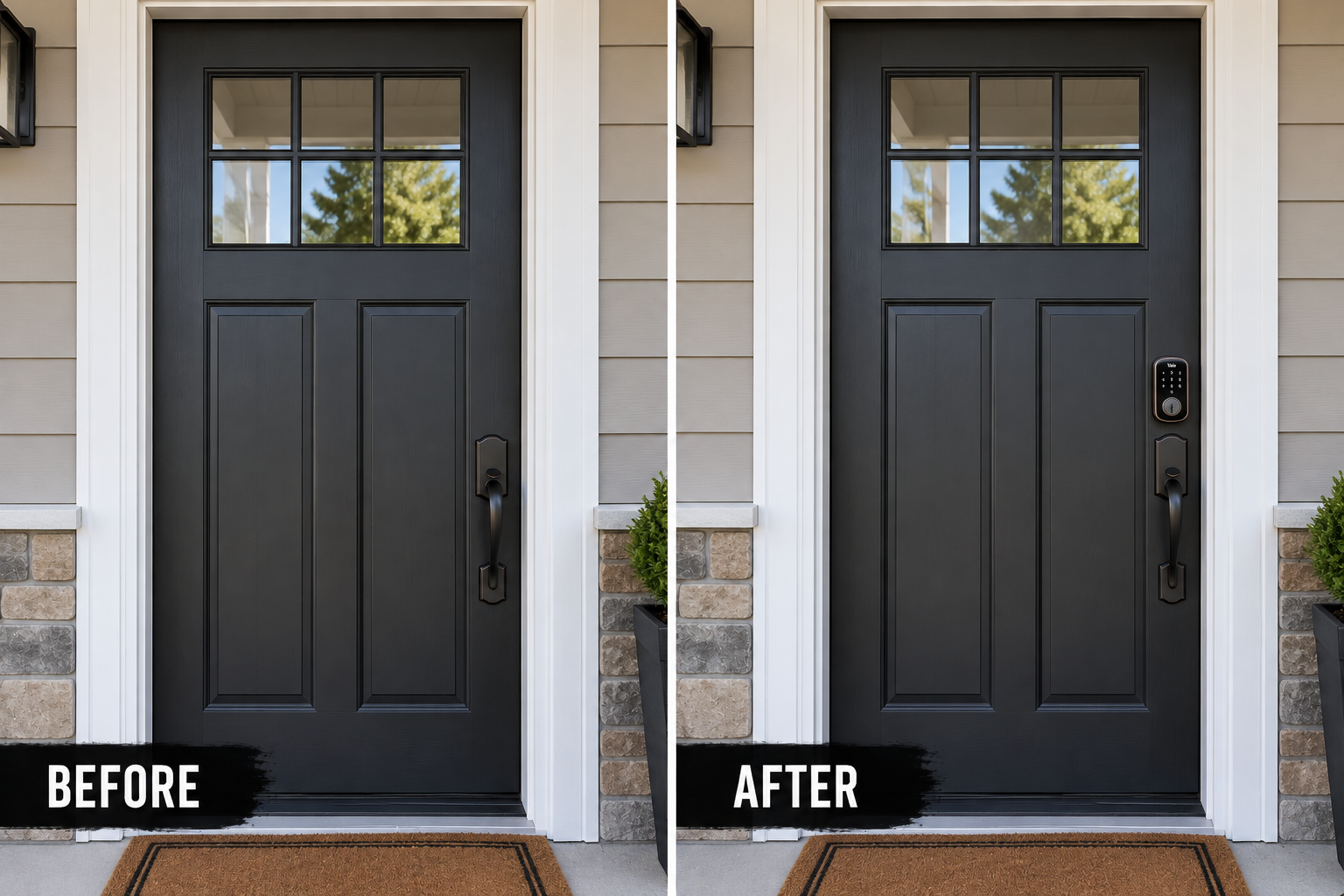 Before and after: Smart Door Lock Installation