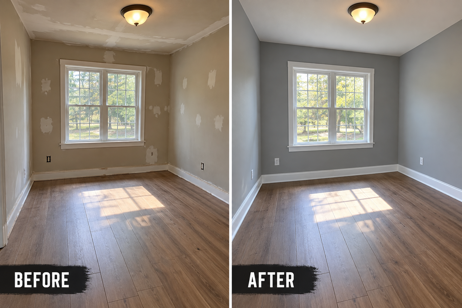 Before and after: interior painting & wall preparation
