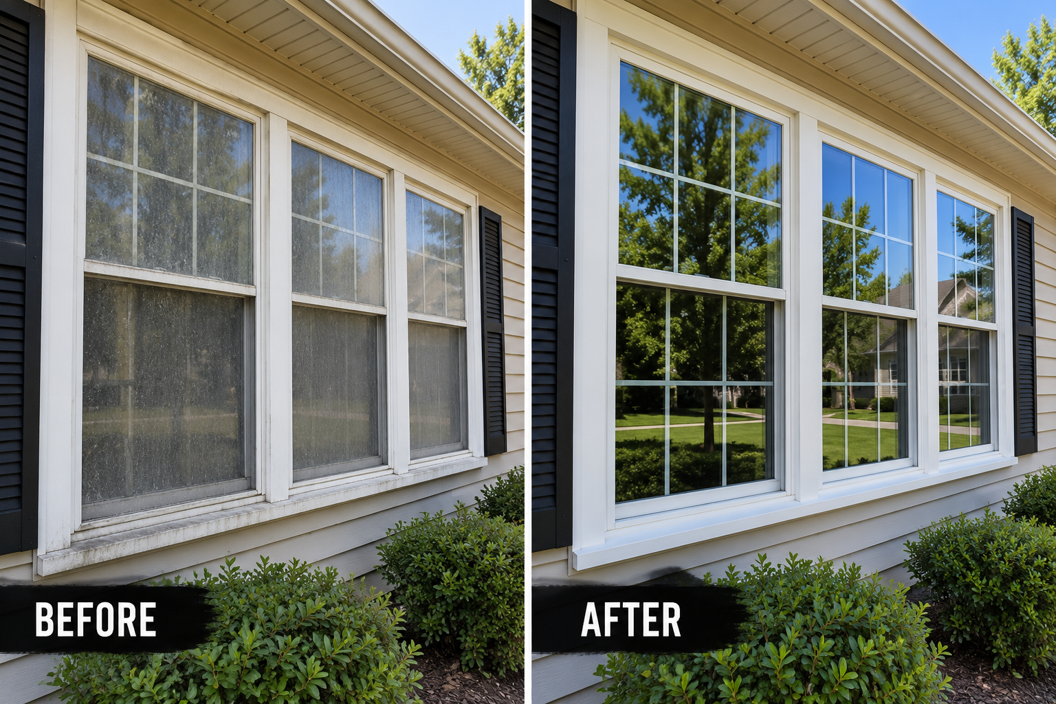 Before and after: Exterior Window Cleaning
